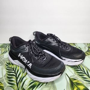 HOKA One One Bondi Women’s Black White Running Athletic Shoes Size 8